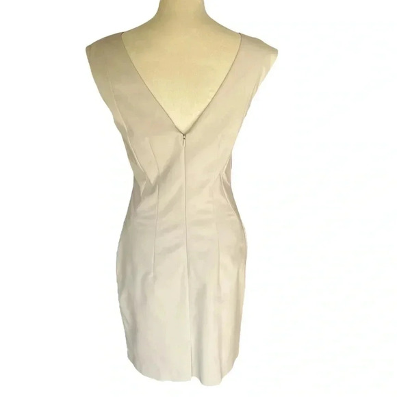 Club Monaco Sheath Fitted Bodycon Neutral Ivory Midi Knee Length Dress Women S 8 - Picture 4 of 8